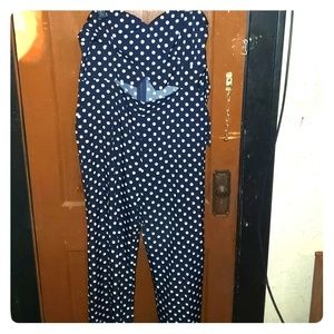 Polka dot wide leg jumpsuit